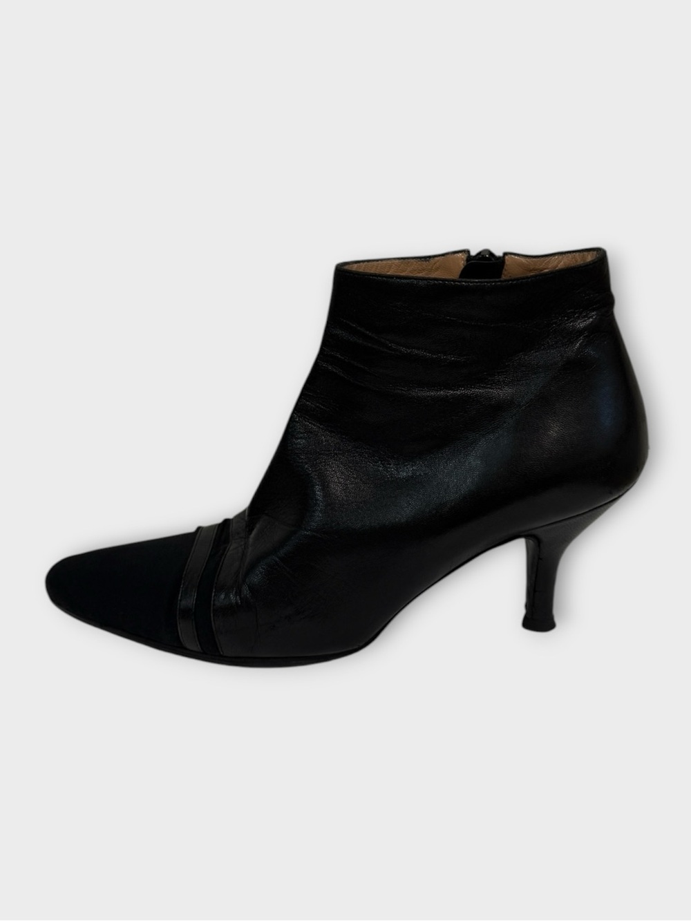 Sonia Rykiel Black Leather Pointed-Toe Ankle Booties
